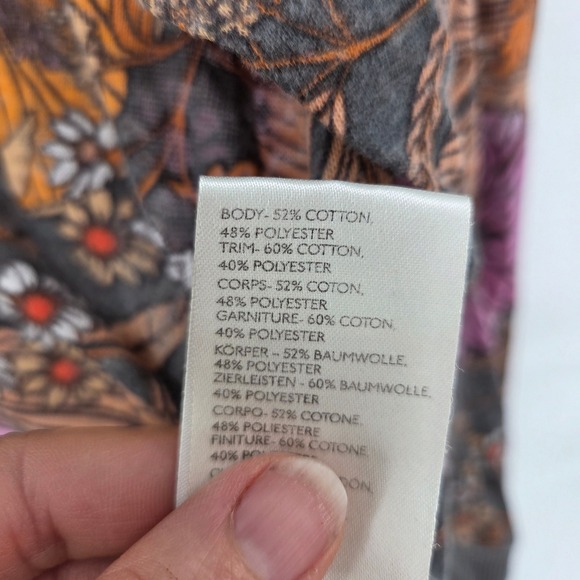 PILCRO Top XS Muted Floral Print Pink Orange Boho Indie - Picture 5 of 7
